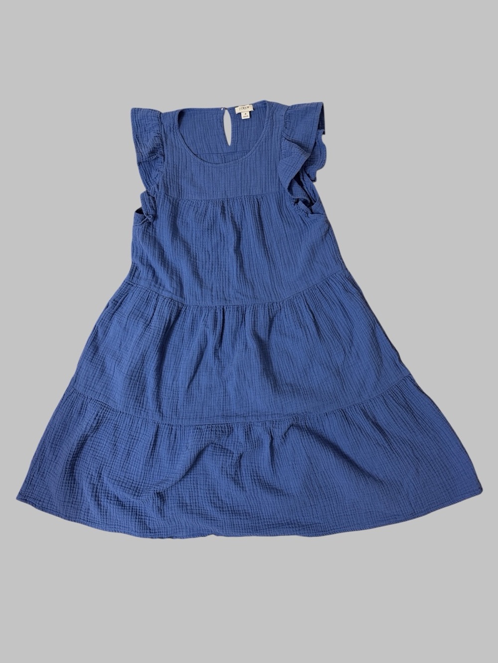 J. Crew Factory Blue Tiered Mini Gauze Dress - Picture 4 of 8